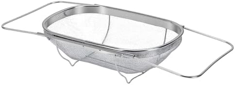 Zopsc Over Sink Expandable Stainless Steel Colander (Silver Handle)