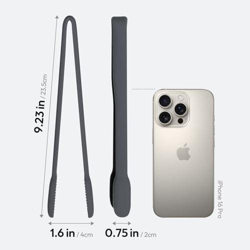 Carrotez Silicone Kitchen Tongs, Dark Gray