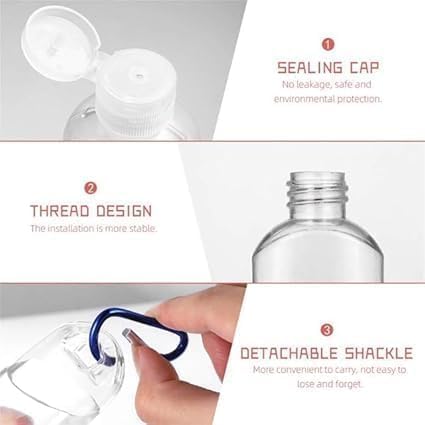3Pcs Portable Clear Hot Sauce Keychain Bottles, 2oz/50ml Mini