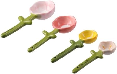 Sunflowers Measuring Spoons and Cups Set, Cute Ceramic Measuring