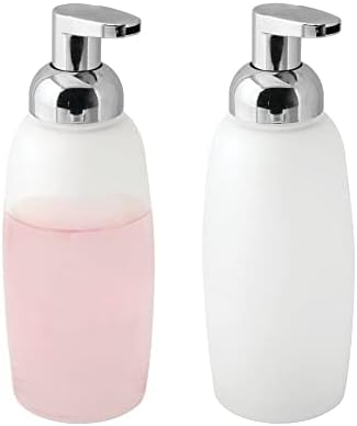 mDesign Refillable Glass Foaming Hand Soap Dispenser - Foam Soap Pump