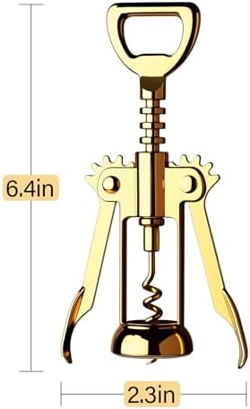 Gold Wine Opener, Zinc Alloy Premium Wing Corkscrew with