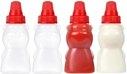 4 Pcs Mini Condiment Squeeze Bottles for Lunch Accessories, Mini
