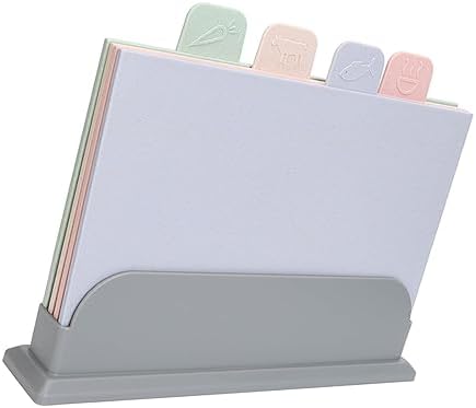4PCS Plastic Cutting Board Set with Storage Stand, Color Coded Cutting