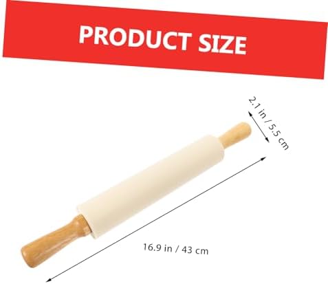 Xmas Silicone Dough Rolling Pin with Wood Handle for Baking