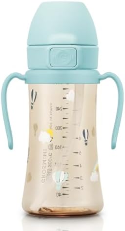 GROSMIMI PPSU Baby Straw Cup Stage 2, 12M+, Spill-Proof, 10oz