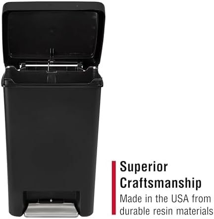 Rubbermaid Step-On Kitchen Trash Can, 12.4 Gallon, Black