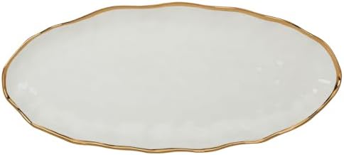 Regency Gold 19.5-Inch Porcelain Oval Fish Platter with Scalloped