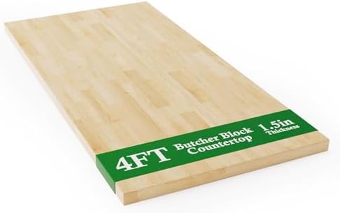 4FT Butcher Block Countertop – 50′′ x 25′′ x 1.5′′ Solid Birch Wood