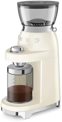 SMEG CGF03 Burr Coffee Grinder, 15 Grind Settings, Cream