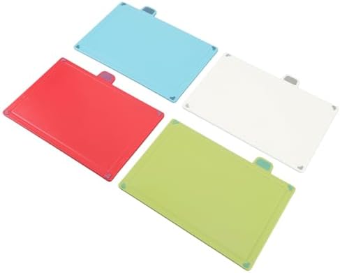 4 Piece Color Coded Non Slip Plastic Cutting Board Set with Stand Food