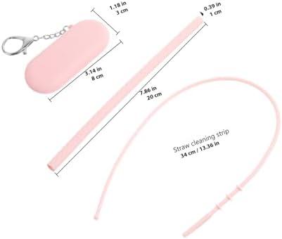 FRCOLOR Reusable Silicone Travel Straw Set with Case, Cleaning Brush