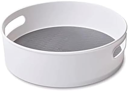 Copco 12 Inch Non-Skid Lazy Susan Turntable Organizer for Cabinet, Kitchen, Pantry, Bathroom - Smooth-Glide Rotating Storage with Raised Rim and Handles