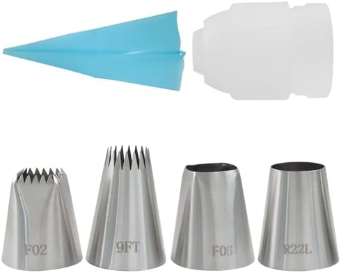 4 Pcs XL Piping Tip Set R22L F06 9FT F02, Coupler Pastry Bag