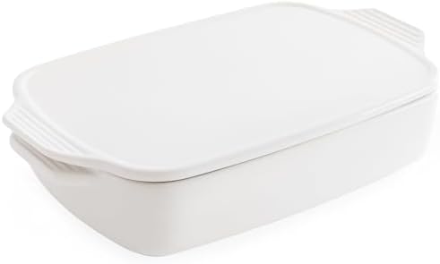 Chef Pomodoro Casserole Dish With Lid Ceramic Baking Dish White