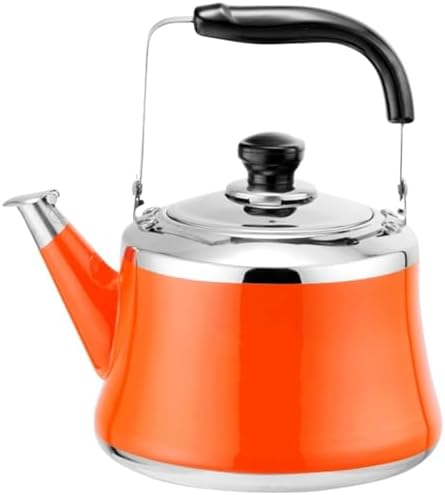 Stainless Steel Whistling Kettle, Orange, 1.6 Quarts