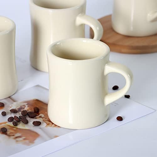 harebe Retro Coffee Cup Set of 4, 10 OZ Heavy Classic Ceramic Diner