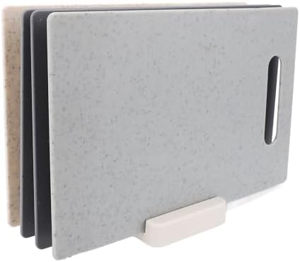 4PCS Plastic Cutting Board Set with Stand Non Slip