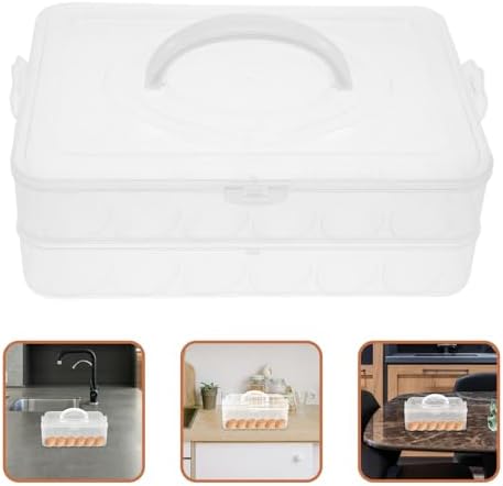 Egg Tray for Fridge 2 Tier with Lid Stackable Plastic