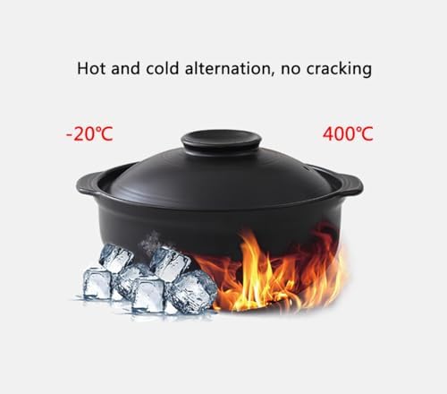 Black Stoneware Casserole Clay Pot With Lid And Tray For Soup, Bakeand