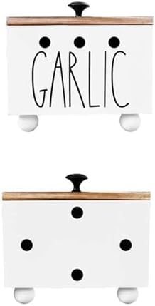 Wood Garlic Keeper Storage Box with Ventilation Holes 6.3x4.5x5.5 inch