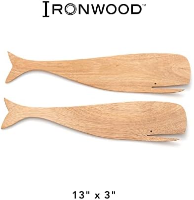 Ironwood Gourmet Acacia Wood Whale Salad Serving Utensils