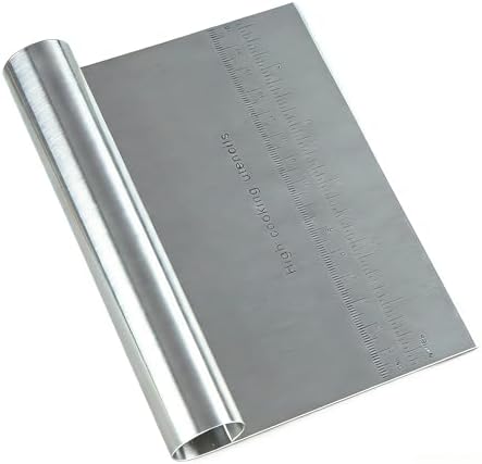 RUPOHIU Dough Scraper for Baking, Stainless Steel Bench Scraper with