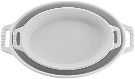 STAUB Ceramic Oval Baking Dish Set, 2-piece, White