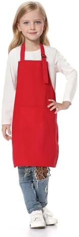 TOPTIE Child Cotton Canvas Apron with Pocket, Adjustable Strap for