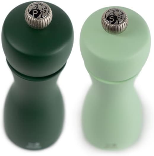 Peugeot Tahiti Salt and Pepper Mill Set, 6 in, Moss and Mint Green