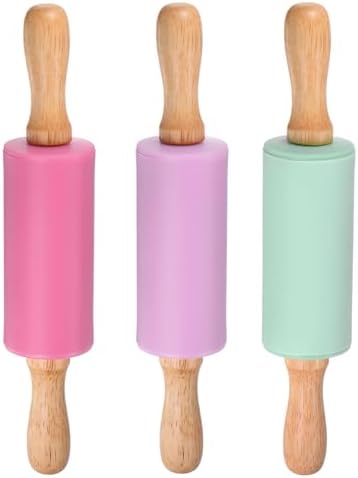 HARFINGTON 3pcs Silicone Rolling Pins for Baking 9.25 Inch Non-Stick