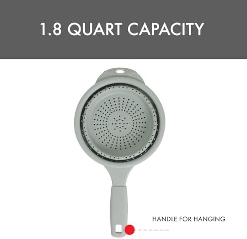 Dexas 8" Collapsible Silicone Strainer in Sage, Kitchen Strainer with