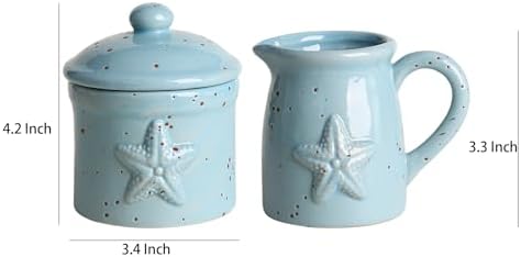 Colias Wing Retro Starfish Embossed Creamer and Sugar Bowl Set, Coffee