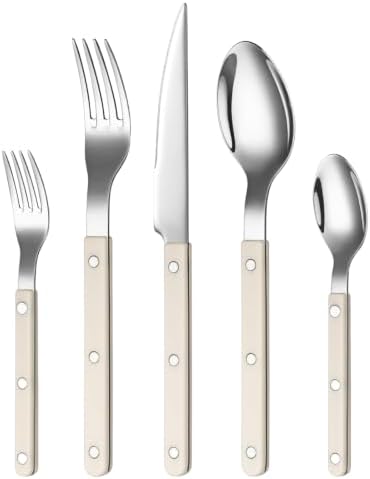 Khen Cutlery Set of 20, 18/8 Stainless Steel Flatware, Modern