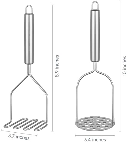 2PCS Stainless Steel Mashed Potato Masher for Vegetable, Ground Beef
