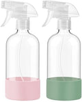 Glass Spray Bottles with Silicone Sleeve, 2 Pack, 16oz