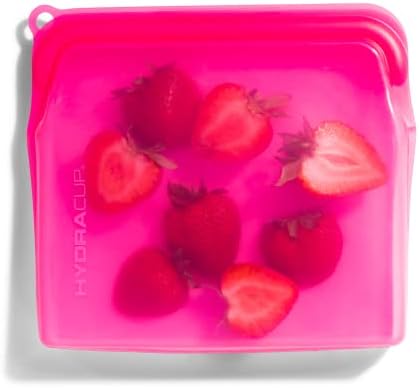 Hydra Cup Reusable Silicone Food Storage Bags for Meal Prep, 6 Pack