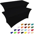 IVAPUPU 2 Pack 6FT Black Table Cloth for Rectangular Spandex Table