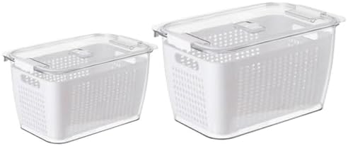 2pcs Refrigerator Fruit Vegetable Storage Container with Drain Basket