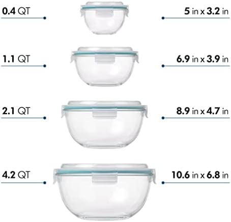 Glasslock Mixing Bowl with Latching Lids 8-Pieces Set – Airtight