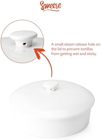 Sweese Ceramic Tortilla Warmer - Holds 12 Tortillas, Microwave & Oven