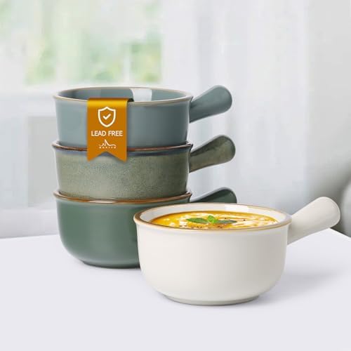MONITO 16 oz French Onion Soup Bowls, Ceramic Soup Bowls with Handles