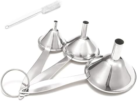 Stainless Steel Funnel, 3 Pcs 3 Different Size Funnels with Handle and
