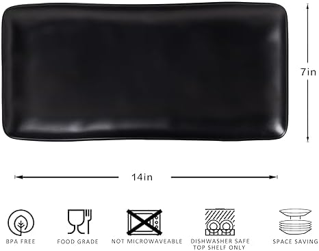 Melamine Rectangular Serving Platters and Trays set, set of 4,14” x 7”