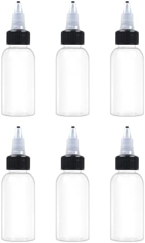 EOSAU 6 Pcs 1oz Clear Plastic Squeeze Bottles for Liquids, Twist Top