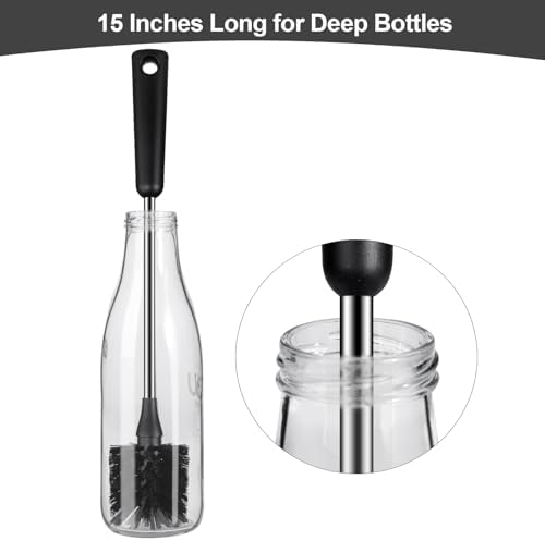Water Bottle Brush, 15 Inches Long Stainless Steel Handle Bottle Brush
