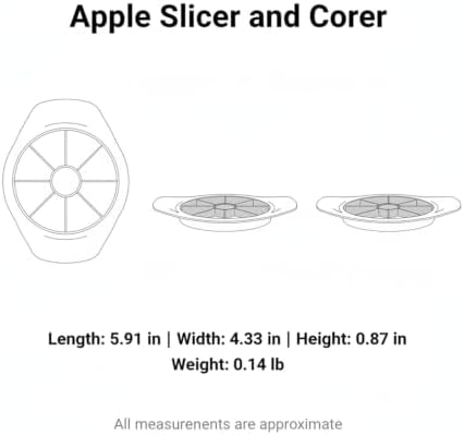 Stainless Steel Apple Slicer and Corer - Manual Fruit Cutter for 8
