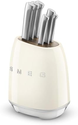 Smeg Cream Stainless Steel Knife Block Set