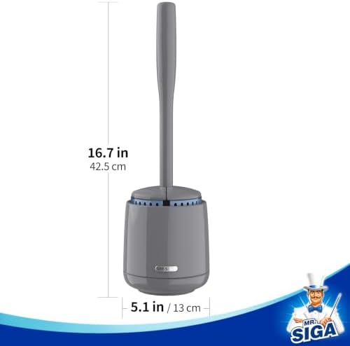 MR.SIGA Toilet Bowl Brush and Holder, Gray, 1 Pack