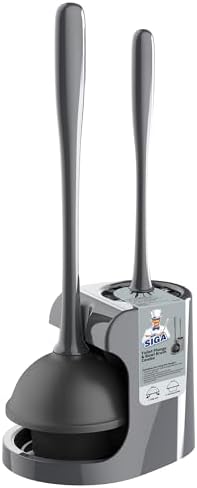 MR.SIGA Toilet Plunger and Bowl Brush Combo, Gray